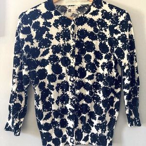 J Crew Black & White Floral Cardigan Size S